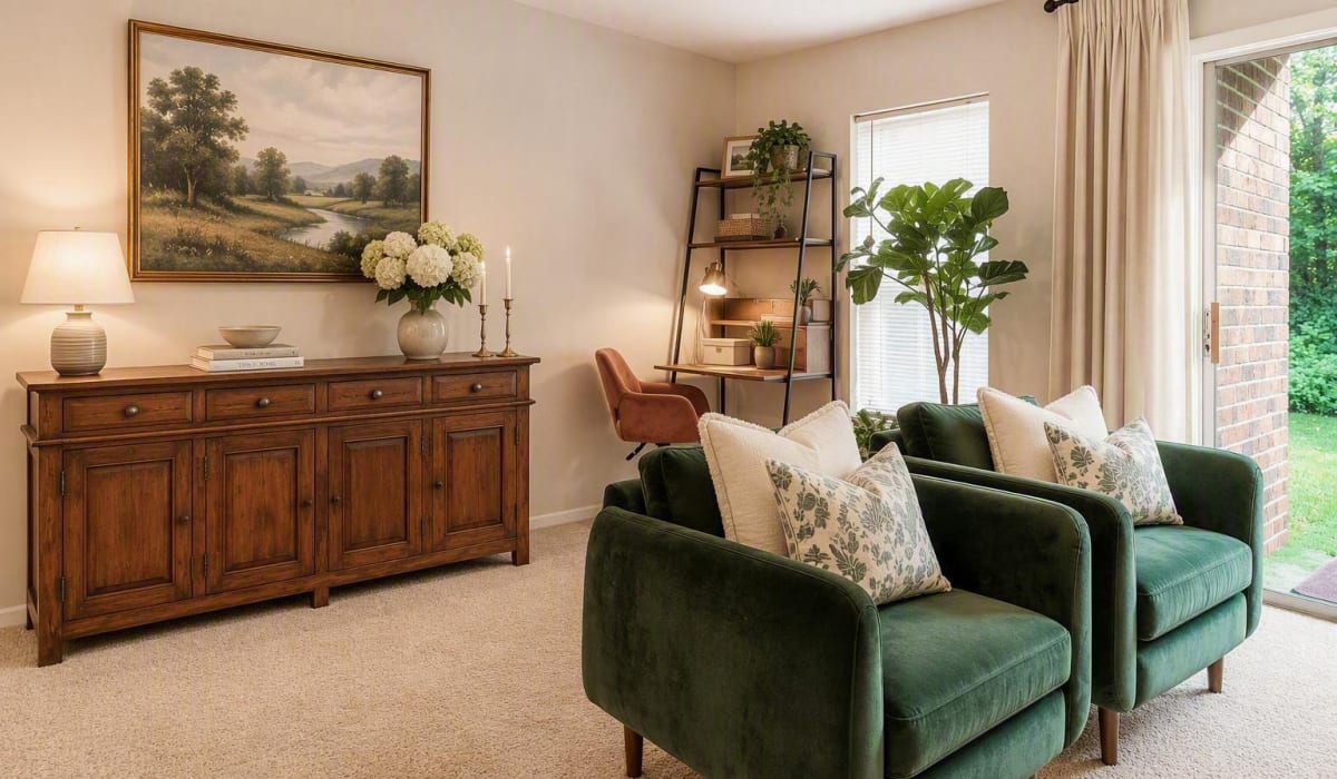 Living room with chairs at Willow Oaks Apartments in Richmond, Virginia
