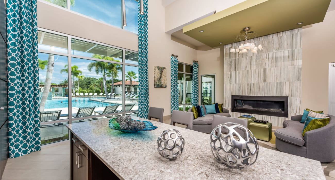 Inside the luxurious clubhouse at Amelia Westshore in Tampa, Florida