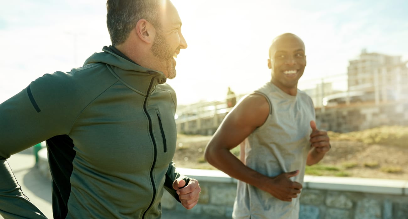 Residents on a jog near a local park near Hollywood Terrace in Linden, New Jersey