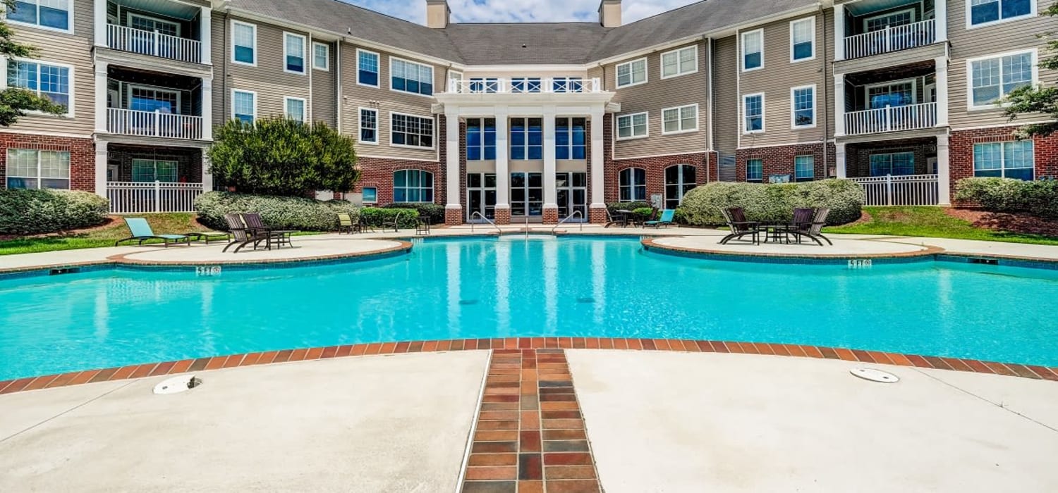 Beautiful blue sky with a luxurious pool Westlake at Morganton in Fayetteville, North Carolina