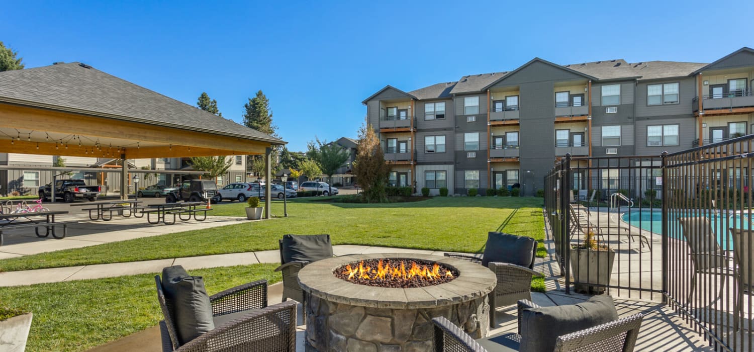 Outdoor Fireplace at The Fairway Apartments in Salem, Oregon