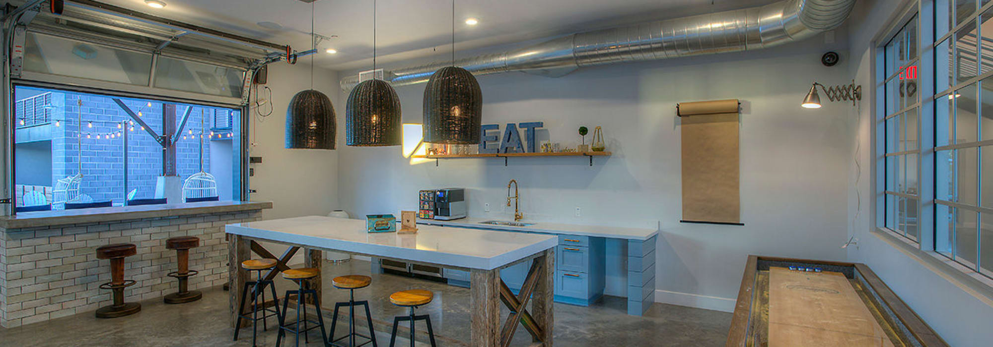Kitchen for resident use in the clubhouse at District Lofts in Gilbert, Arizona