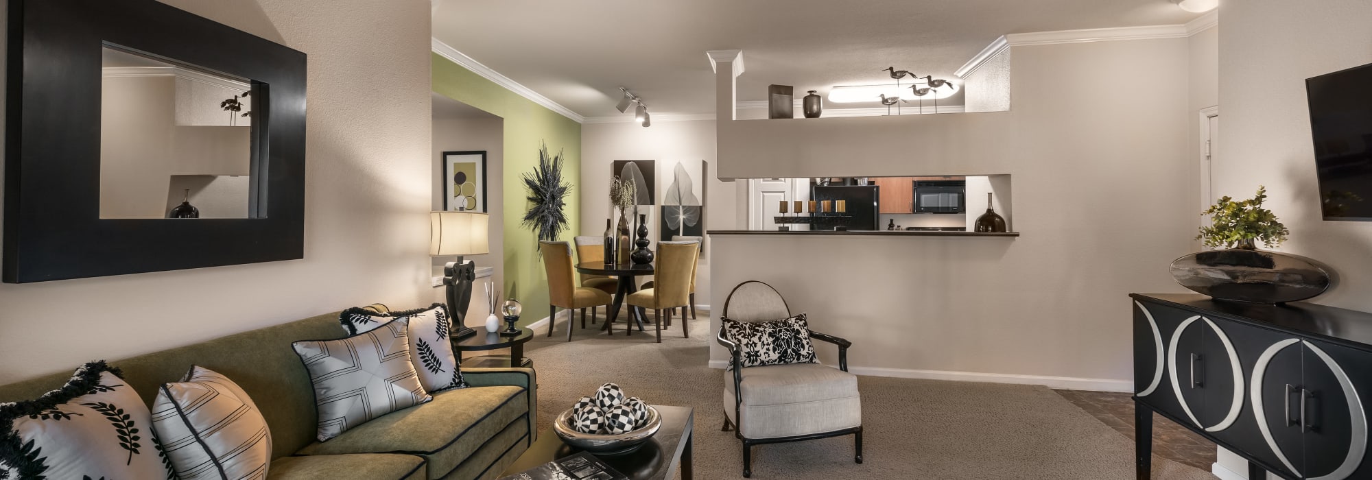 Apartments with living rooms with open floor plans at Azul at Spectrum in Gilbert, Arizona
