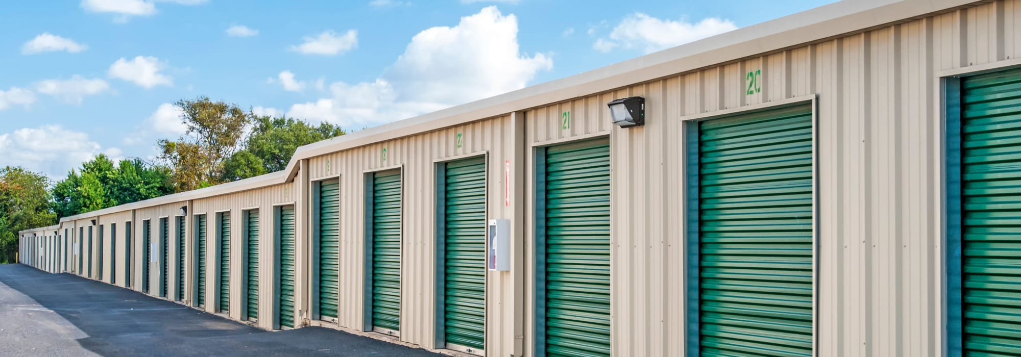 The drive-up storage units available for rent at Lockaway Storage in San Antonio, Texas