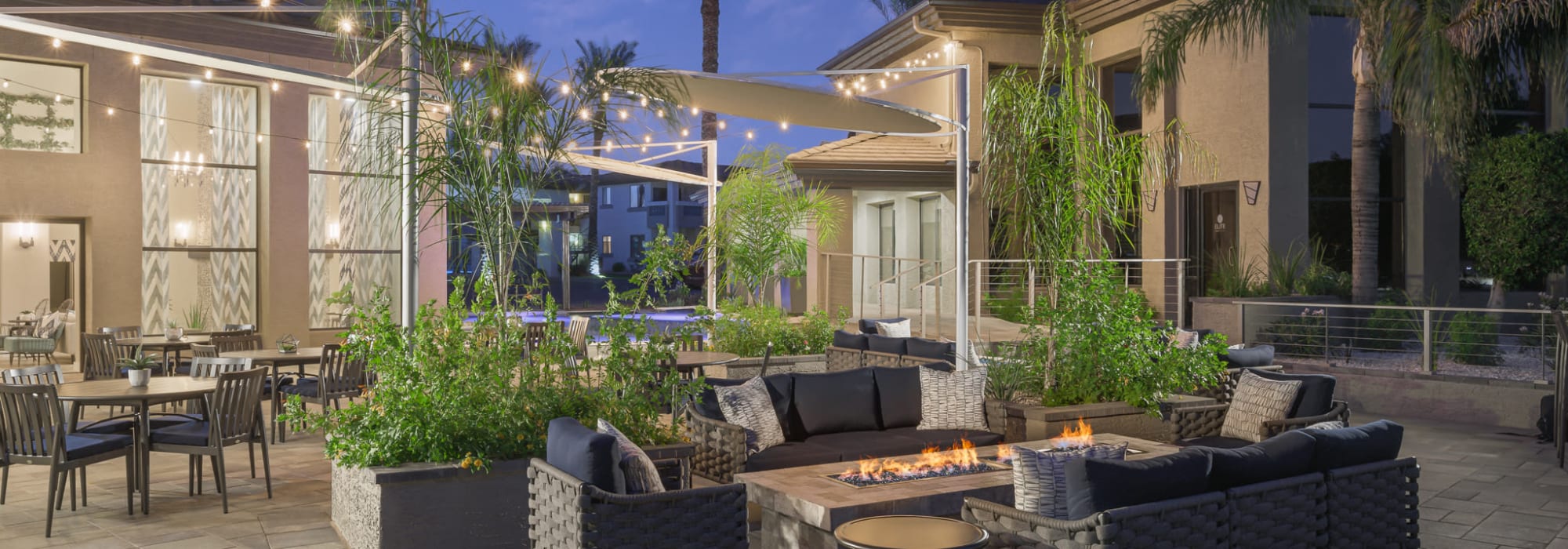 Outside courtyard area where you hang out around the firepit at Elite North Scottsdale in Scottsdale, Arizona