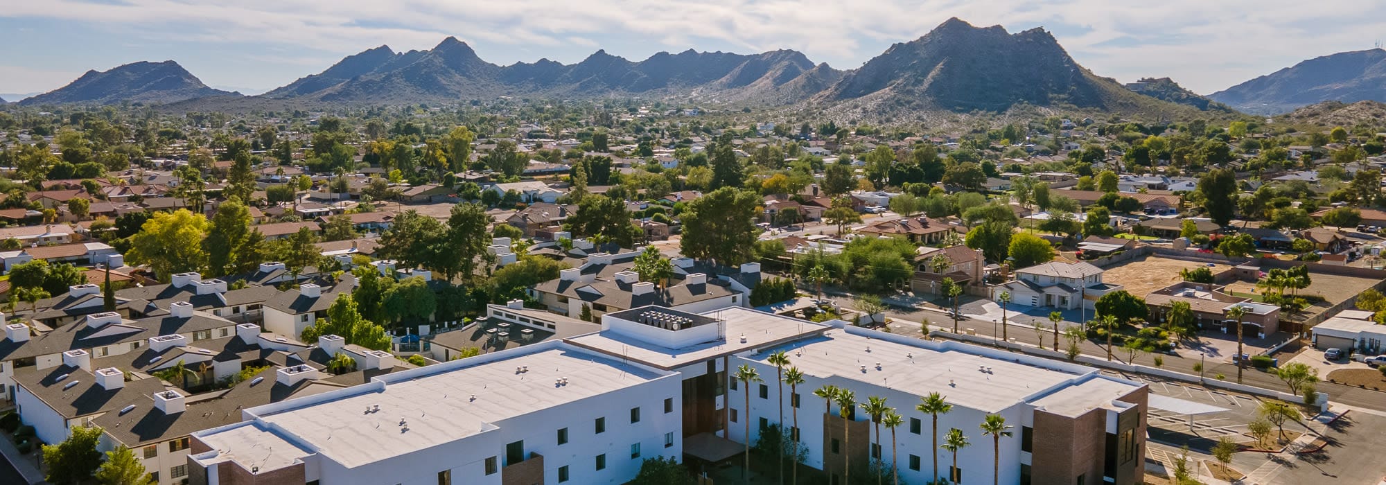 View of the entire surrounding neighborhood near The Charleston Apartments in Phoenix, Arizona
