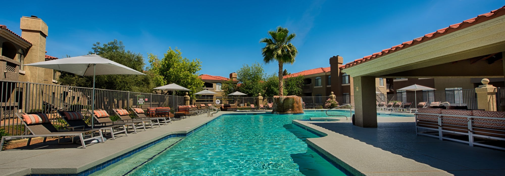 Sparkling pool and deck at The Ventura in Chandler, Arizona