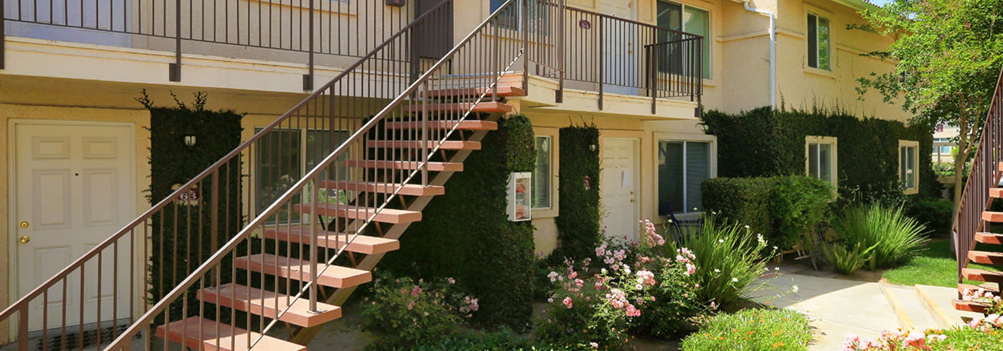 Entrances to the apartments at Park Sorrento in Bakersfield, California