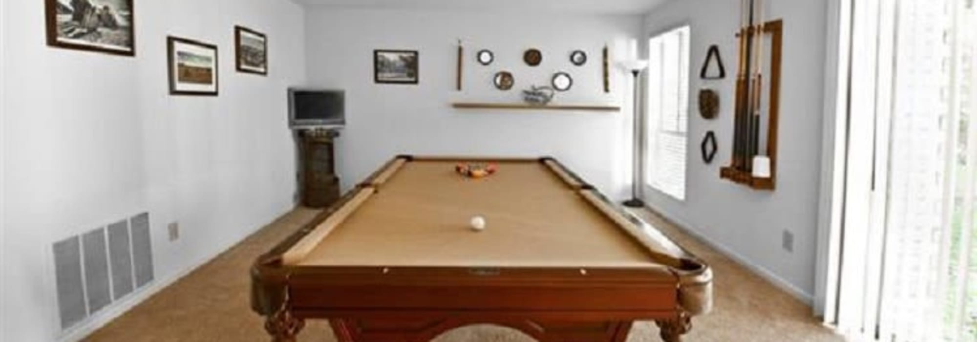 pool table in the clubhouse at Towne Crest in Gaithersburg, Maryland