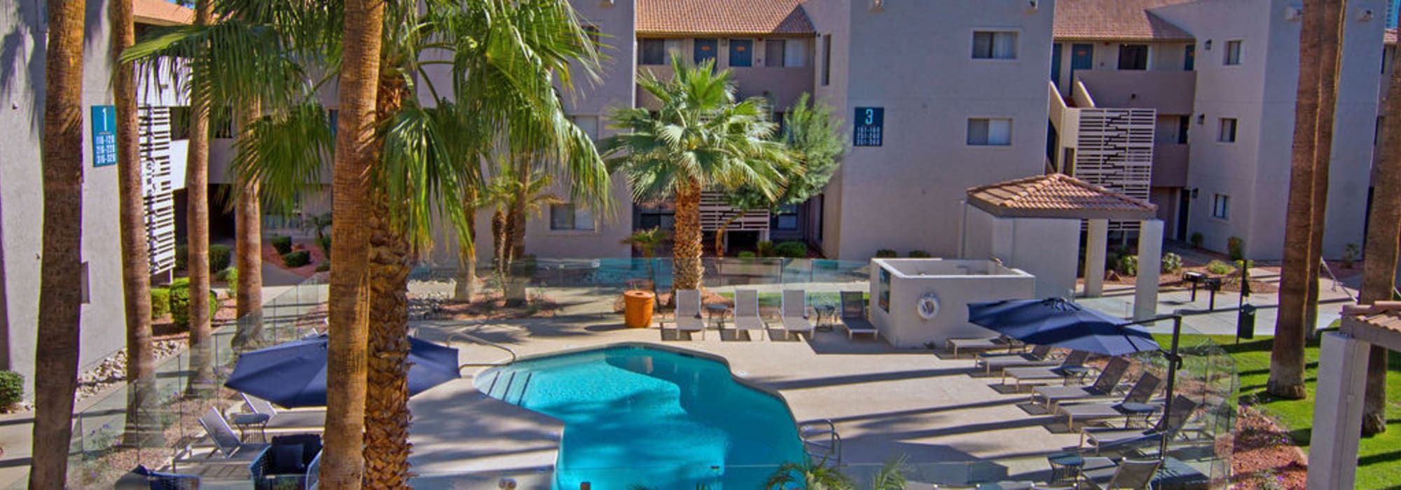 Our beautiful swimming pool at Riverside Apartments in Tempe, Arizona