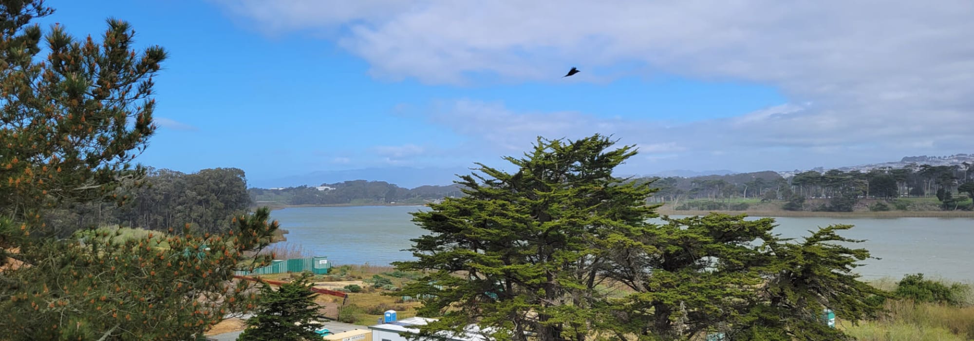 Community aerial view at Lakewood Apartments at Lake Merced in San Francisco, California