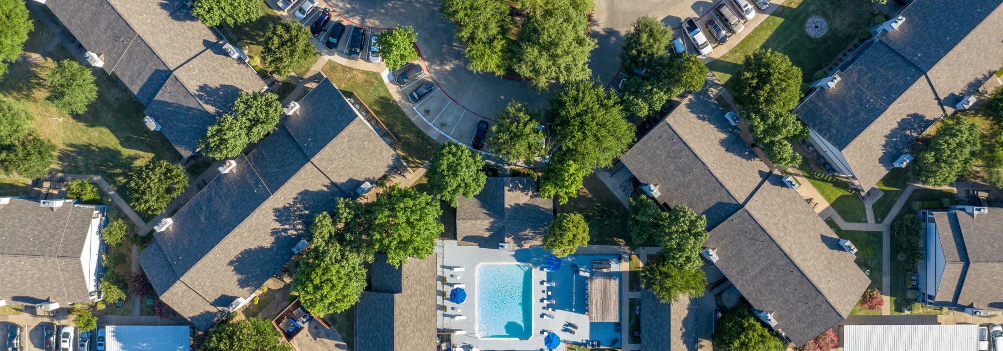 Aerial view housing community at The Rustic of McKinney in McKinney, Texas