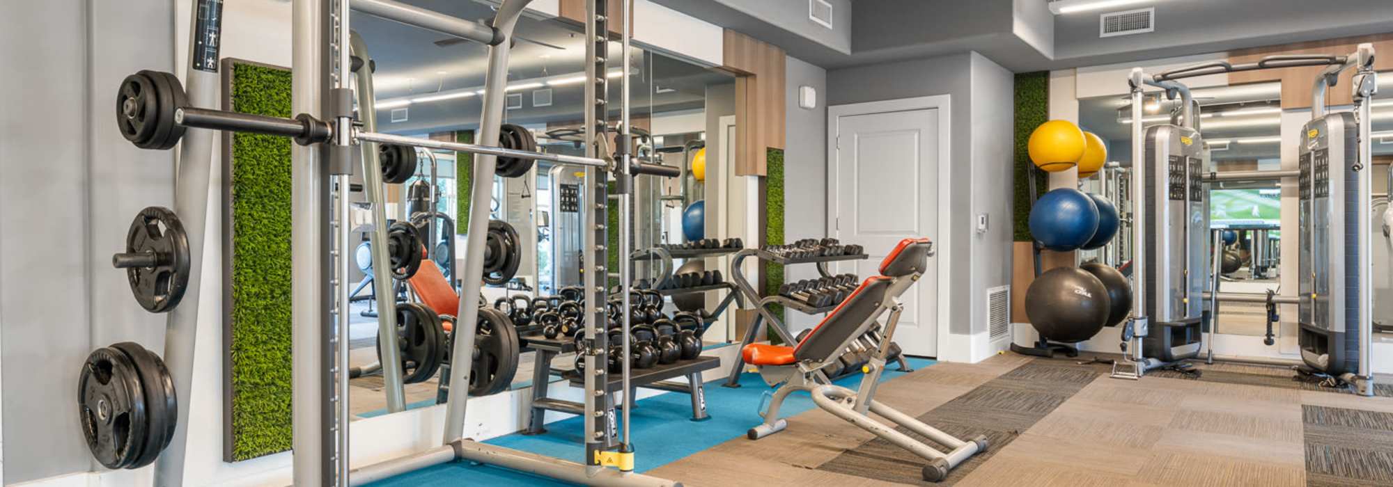 Well-equipped fitness center at The Hyve in Tempe, Arizona