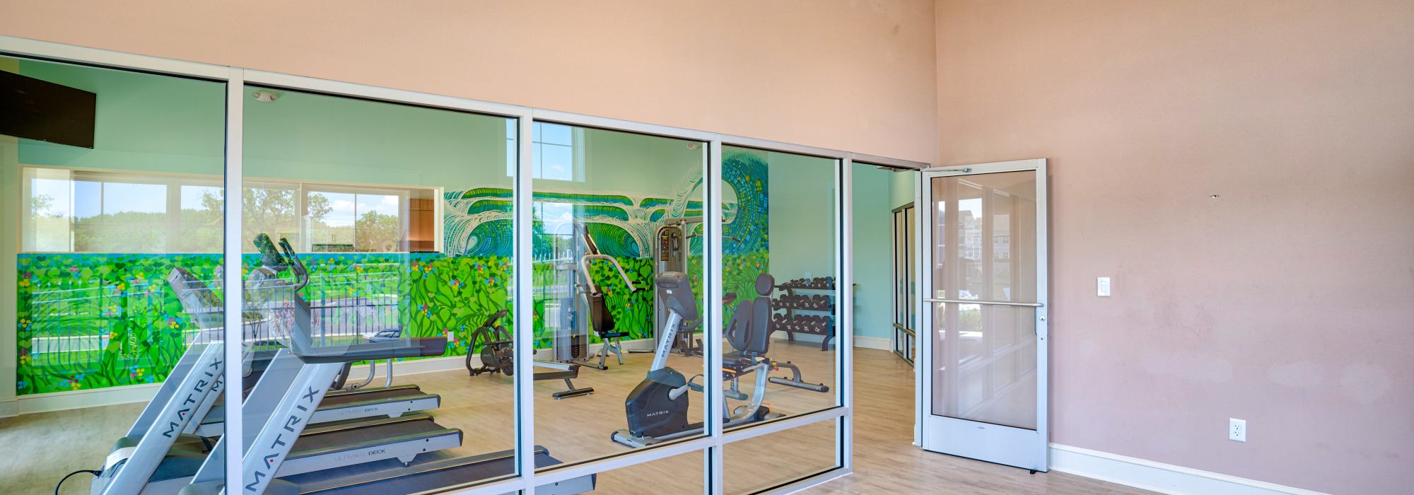 Fitness center and yoga room at Oceans East in Berlin, Maryland