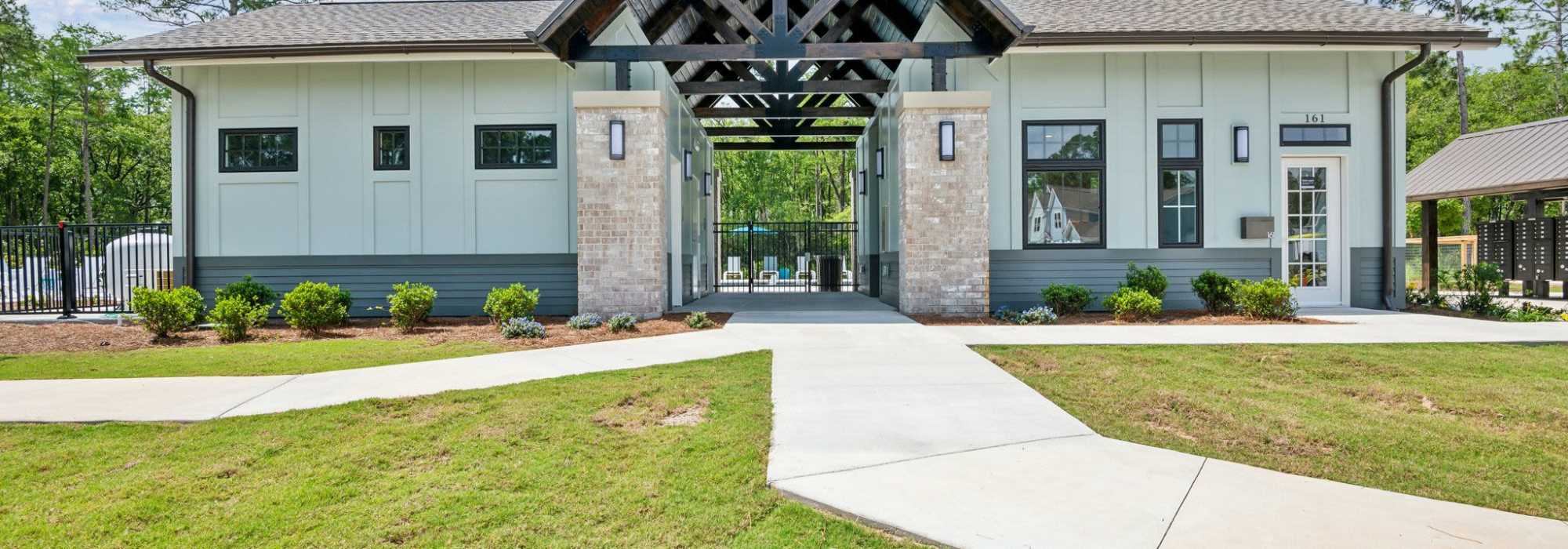 Exterior of our pool house at Artisan Living North Beach in Santa Rosa Beach, Florida