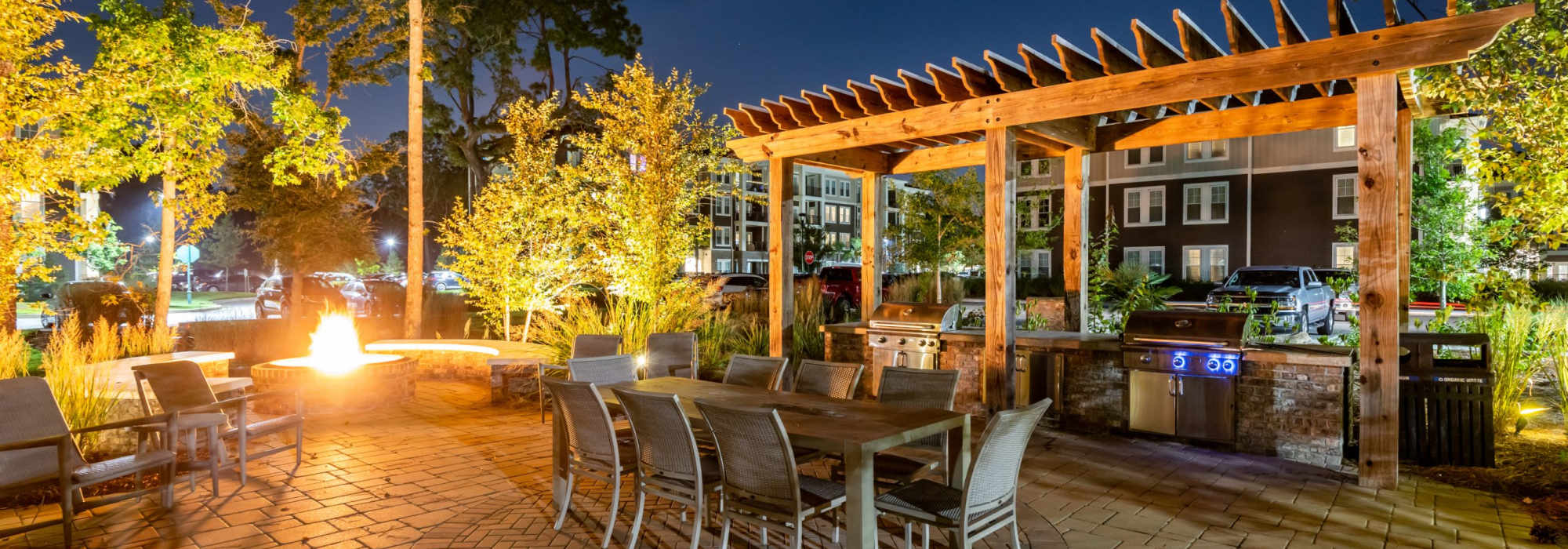 Outdoor firepit and barbequing stations at The Heyward in Charleston, South Carolina