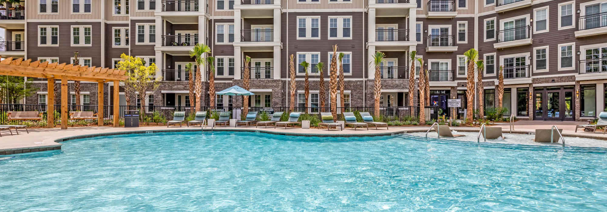 Multiple apartments with swimming pool views at The Heyward in Charleston, South Carolina