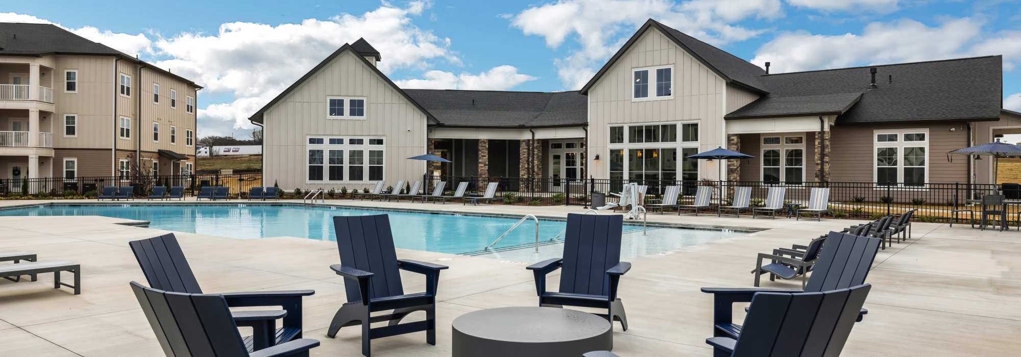 Outdoor seating and fire pit at The Standard at Pinestone in Travelers Rest, South Carolina
