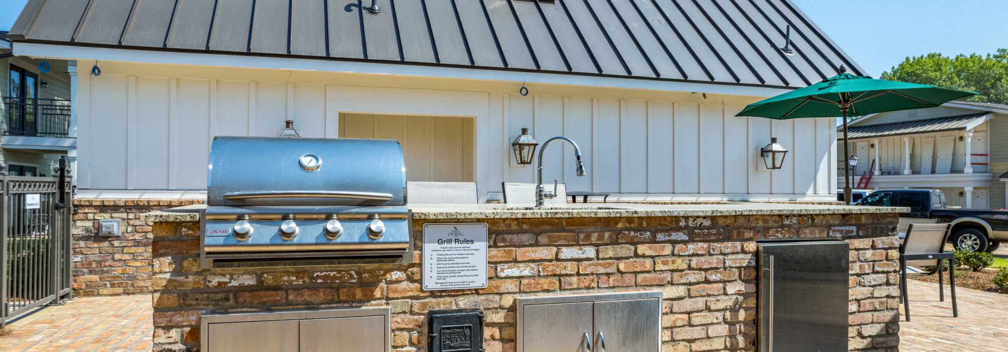 Barbeques at clubhouse at Fern Crossing in Shreveport, Louisiana