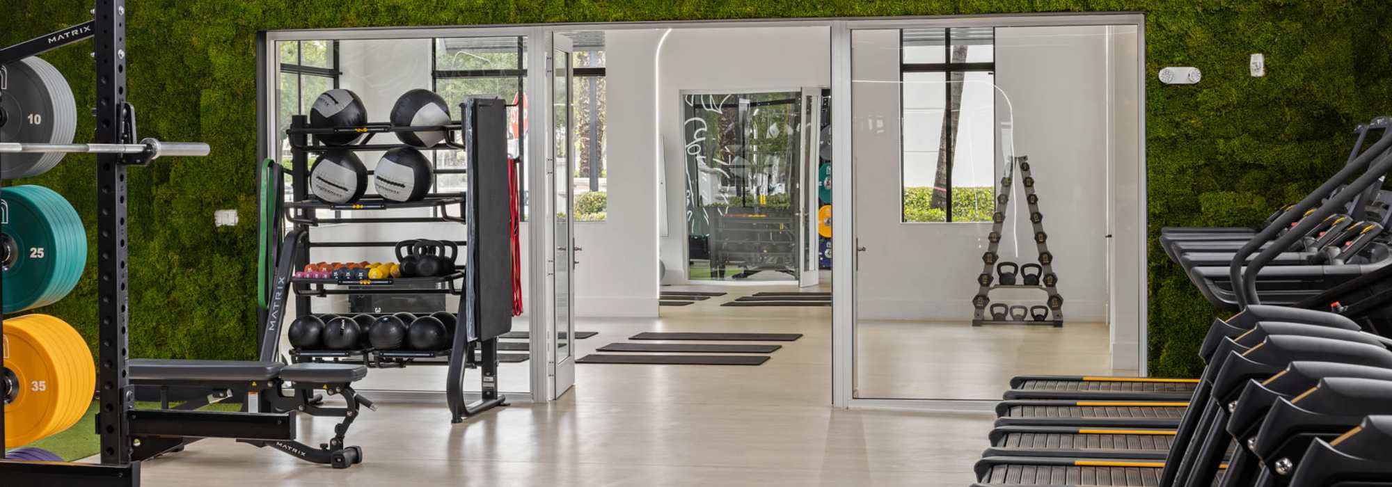 Fully-equipped fitness center at Cordoba in Doral, Florida