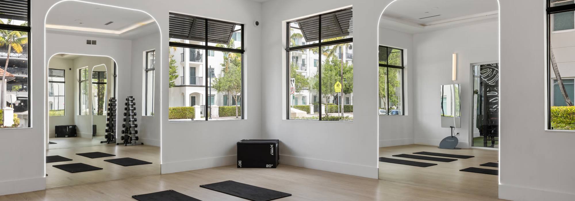 Yoga mats in the yoga/pilates room at Cordoba in Doral, Florida