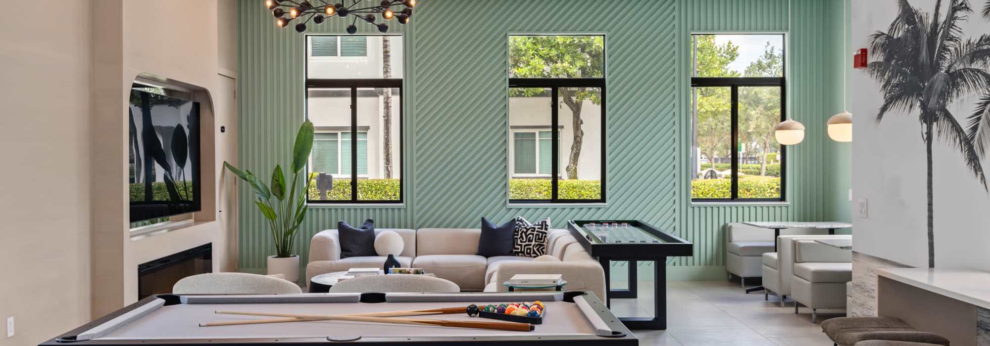 Modern décor in the clubhouse at Cordoba in Doral, Florida
