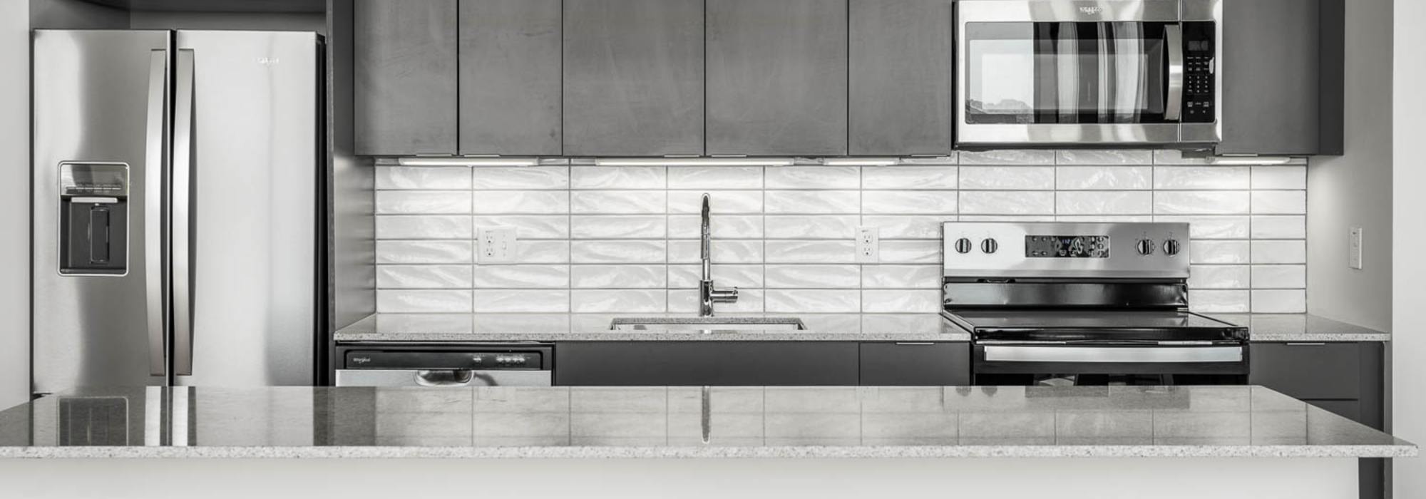Stainless steel appliances at PALMtower in Phoenix, Arizona