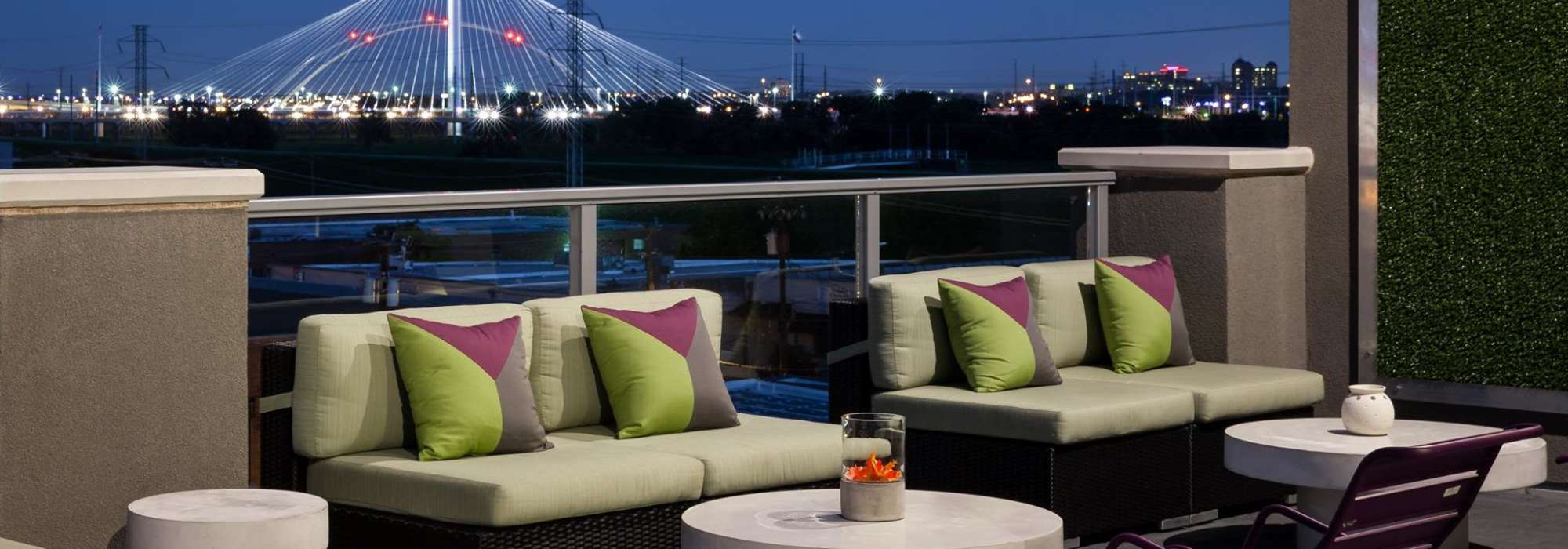 Outdoor sitting lounge with unique furniture at Factory Design District in Dallas,Texas