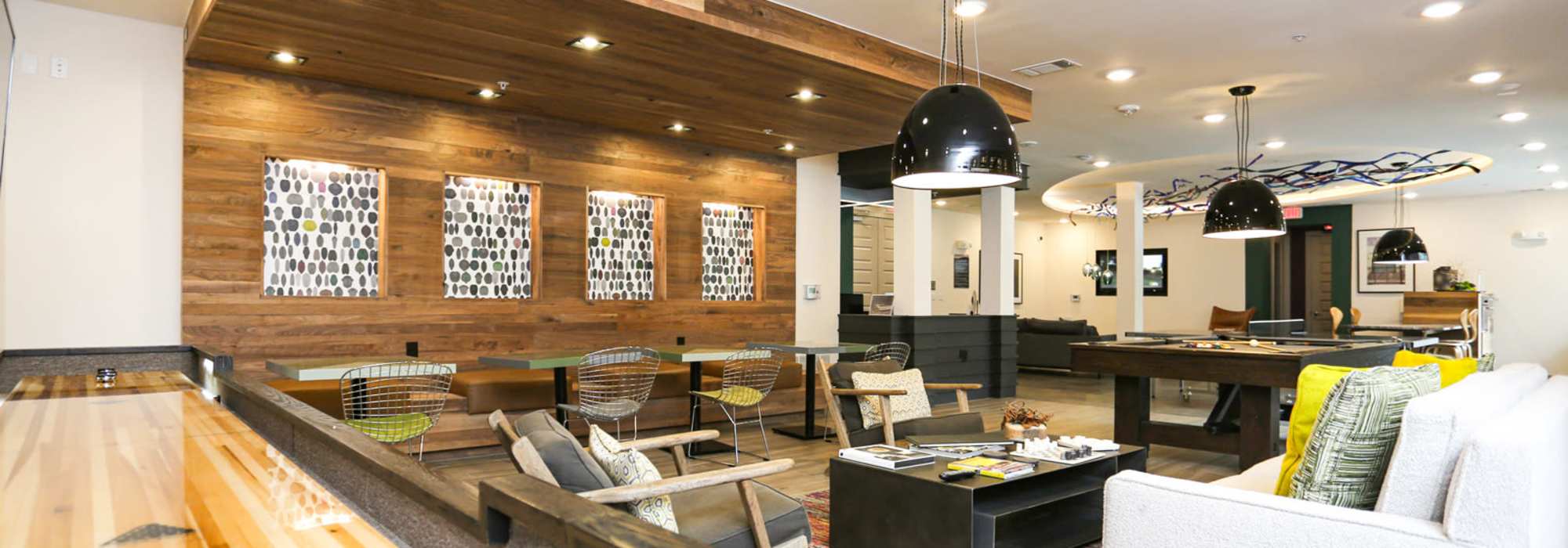 Large clubhouse and recreation center at Factory Design District in Dallas,Texas