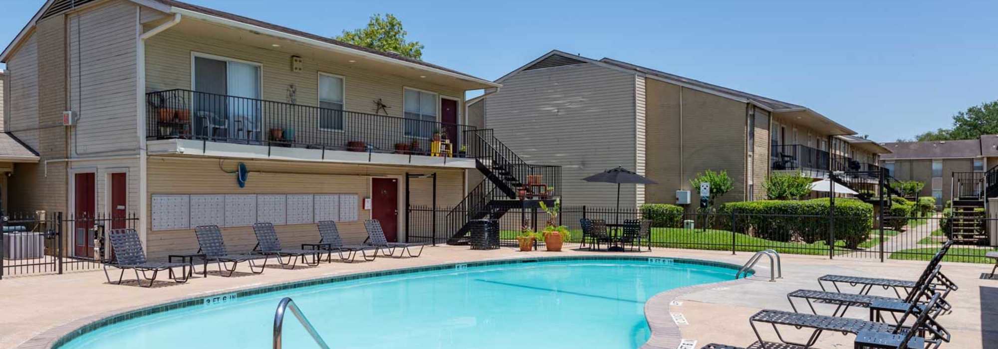 Community pool at Meyerland Court in Houston, Texas