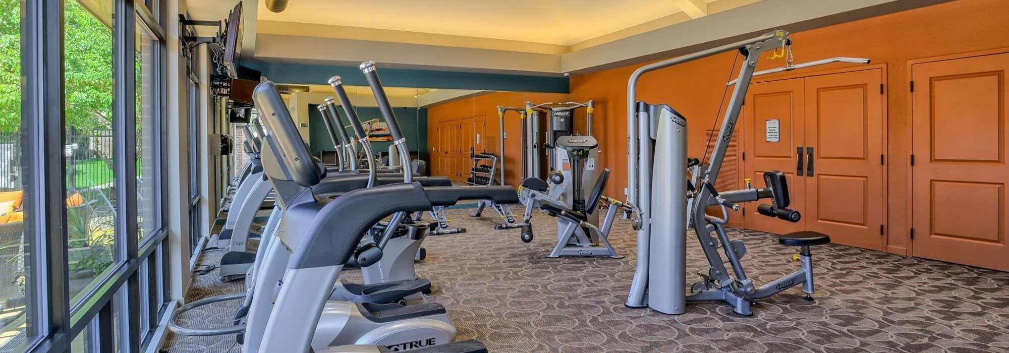Fully equipped fitness center at UTE Creek Apartments in Longmont, Colorado