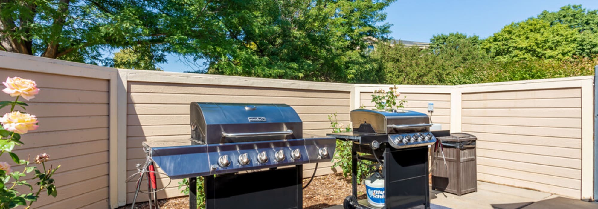Outdoor barbeques at UTE Creek Apartments in Longmont, Colorado