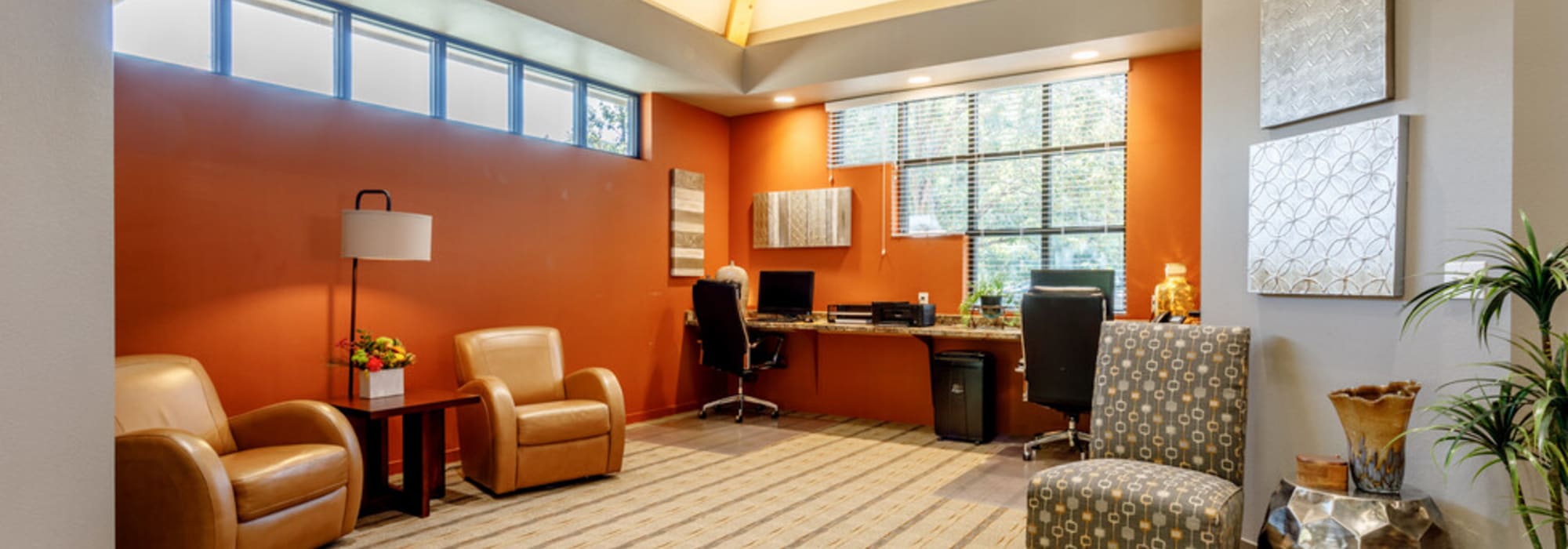 Spacious community workspace at UTE Creek Apartments in Longmont, Colorado