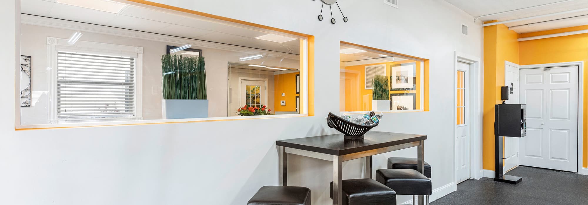 Community lounge area at The Crossroads At Downtown Boca in Boca Raton, Florida