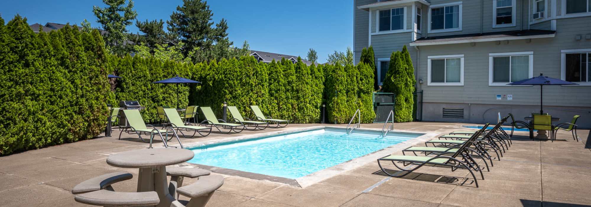 Swimming pool at Chinook Way Apartments in Fairview, Oregon