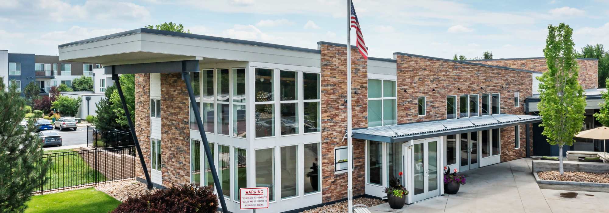 Exterior shot of the club house at VerraWest in Longmont, Colorado 