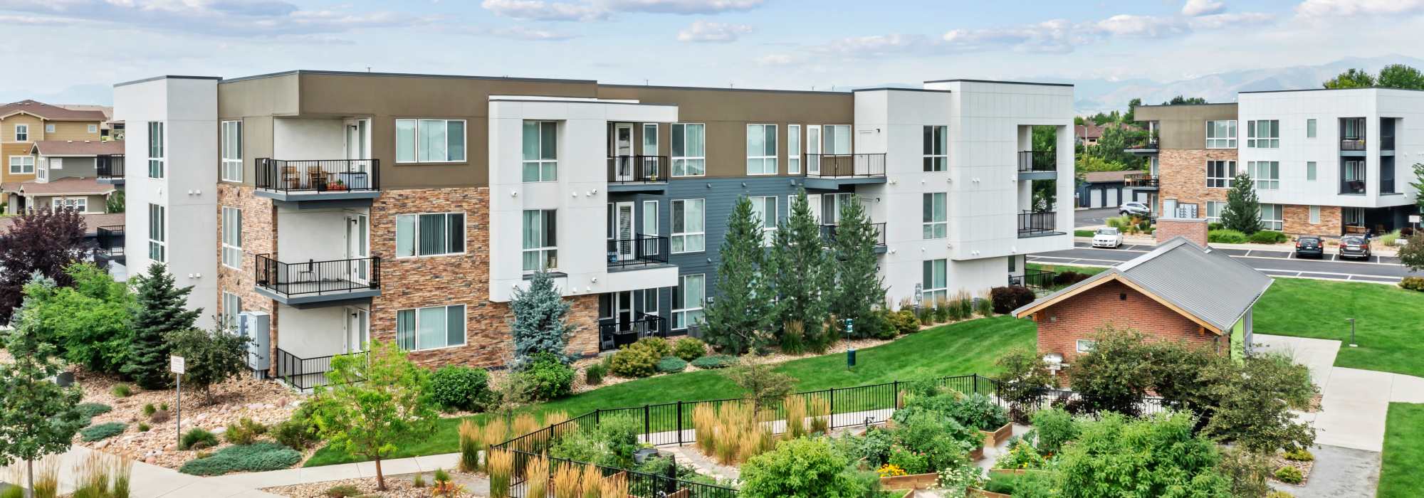 Drone shot of the apartments at VerraWest in Longmont, Colorado