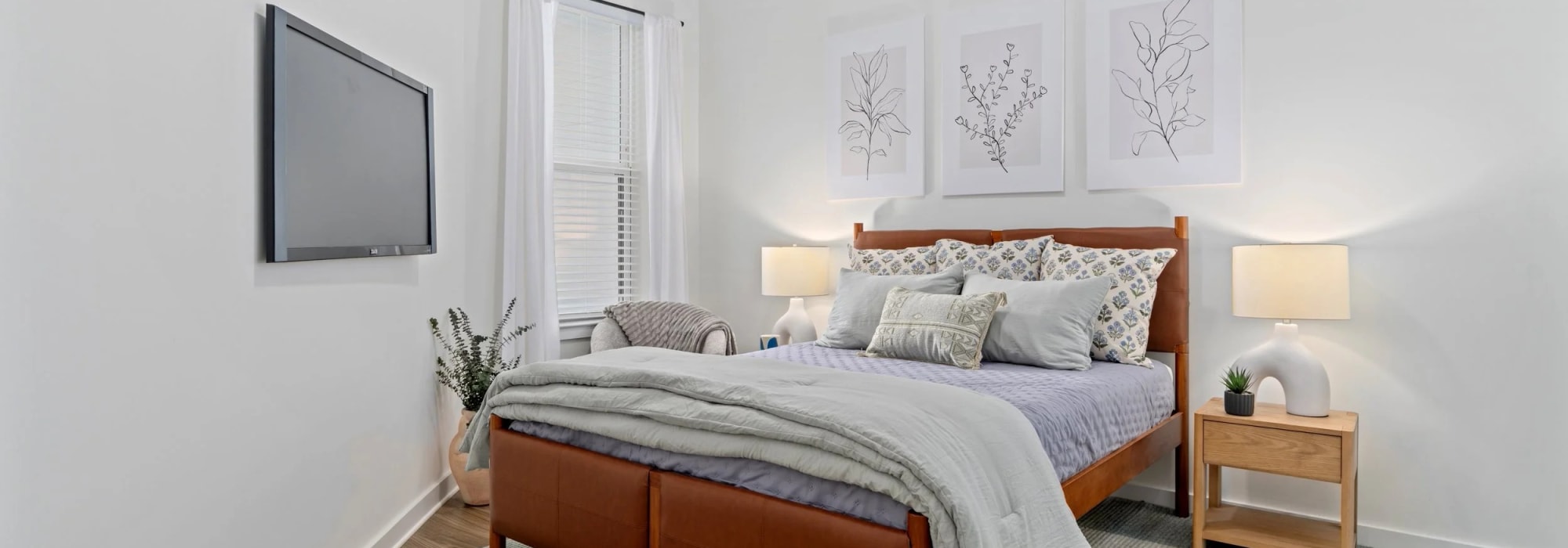 Model bedroom at The Guild in Richmond, 