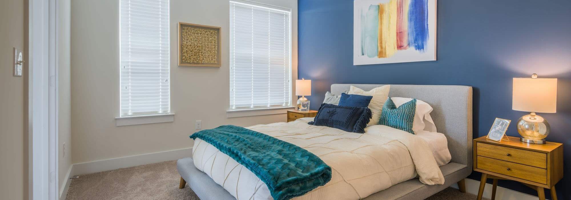 Spacious apartment bedroom at Overton Row in Charlotte, North Carolina