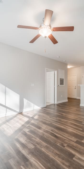 Wood floor model apartment at Harmony Place in Charlotte, North Carolina