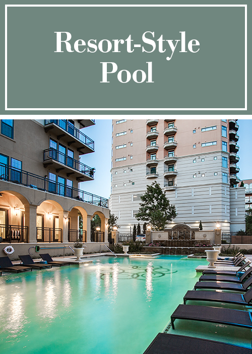 Resort-style swimming pool at Cantabria at Turtle Creek in Dallas, Texas