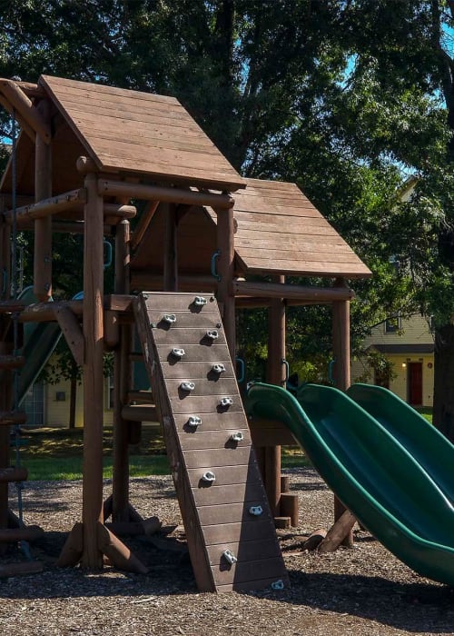 Children's wooden playground at Iron Ridge in Elkton, Maryland