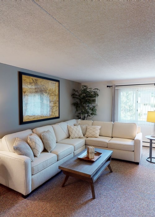 Living room at Tanglewood Apartments & Townhomes in Erie, Pennsylvania