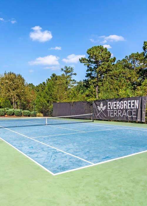 Tennis court at Evergreen Terrace in Fairburn, Georgia