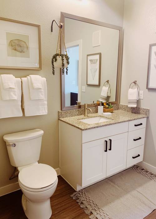 Bathroom in a model home at The Trails at Summer Creek in Fort Worth, Texas