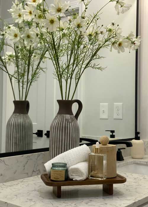 Master bathroom vanity in the Haven model home at Hayloft Big Creek in Alpharetta, Georgia
