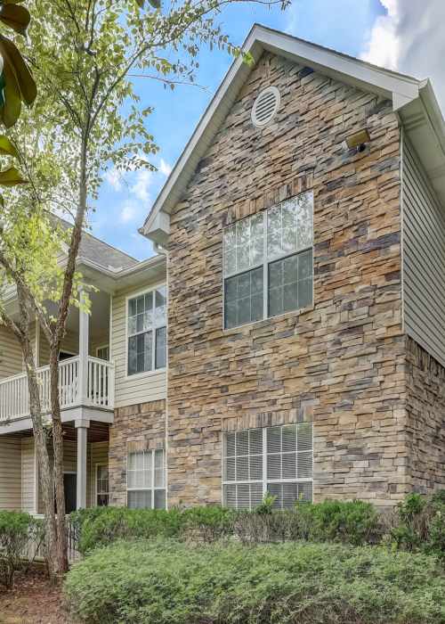 Front apartment building exterior at  Parkway Grand in Decatur, Georgia