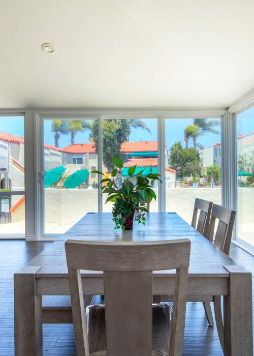 Clubhouse dining table at La Mesa Gardens in La Mesa, California
