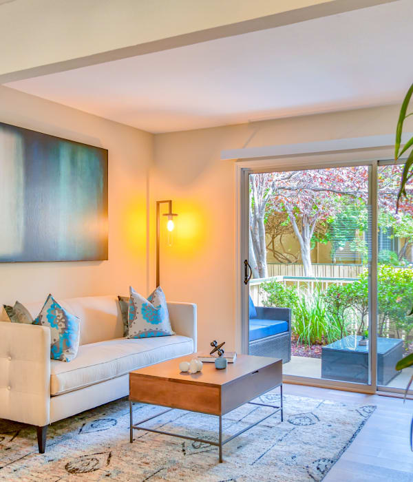well lit living space at Greenpointe Apartment Homes in Santa Clara, California