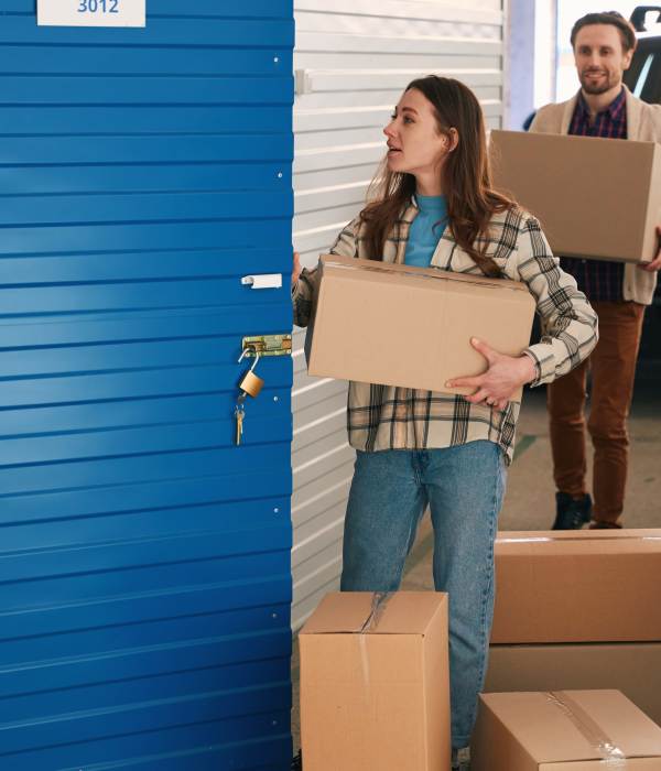 Customer packing boxes near Storage Hub - Redland in San Antonio, Texas